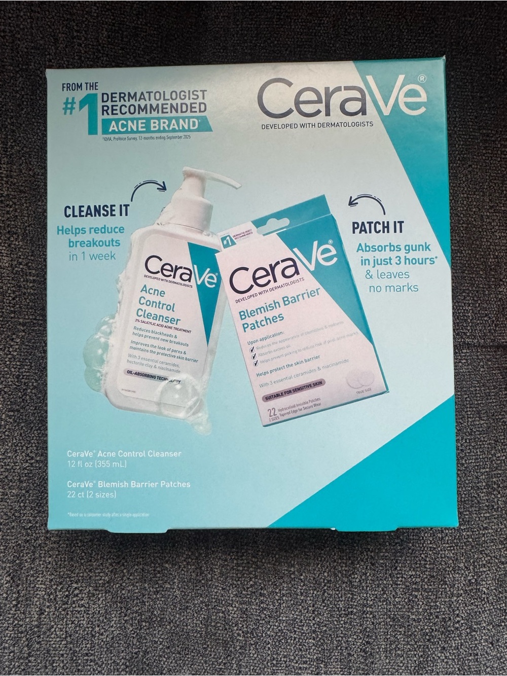 CeraVe Acne Control Cleanser & Blemish Barrier Patches Set